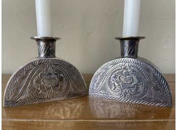 Vintage Mexican Silver Candle Holders