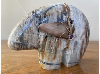 Vintage Hand Carved Zuni Marble Bear Fetish