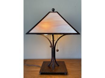 Hand Crafted Iron & Slag Glass Table Lamp