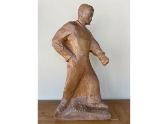 Hand Carved Wood Sculpture Of Man
