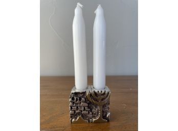 Vintage Sterling Silver Judaic Candleholders