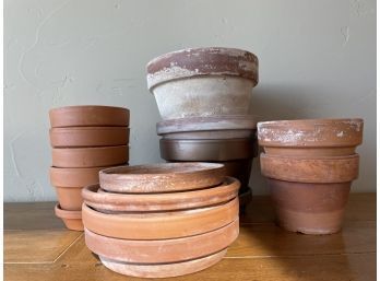 Lot Of Terracotta Pots & Saucers