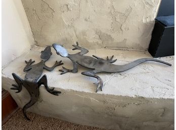 Pair Of Decorative Steel Lizards