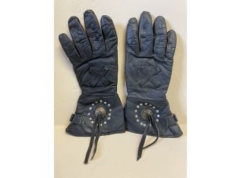 Ladies Leather Motorcycle  Gauntlet Gloves