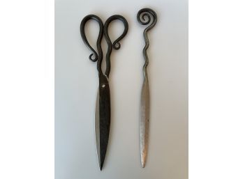 Rustic Hand Forged Letter Opener & Scissors