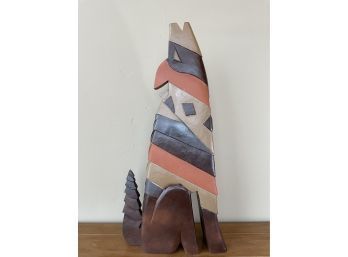 Large Wooden Coyote Sculpture