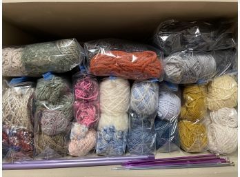 Lot Of Yarns & Knitting Needles