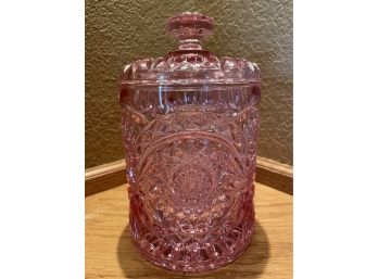 Vintage Pink Glass Biscuit Jar