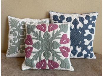 Lot Of 3 Hand Quilted Hawaiian Pillows