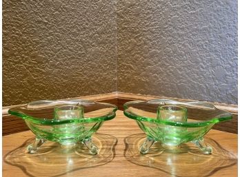 Pair Of Vintage Fostoria Footed Candle Holders
