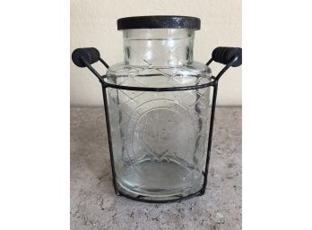 Rustic Glass Vase In Metal Stand