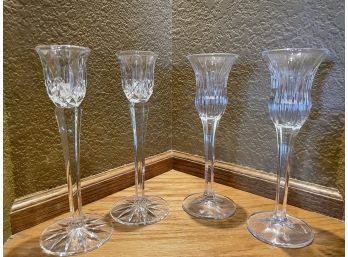 2 Pairs Of Crystal Candlesticks