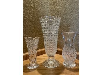 Lot Of 3 Crystal Vases