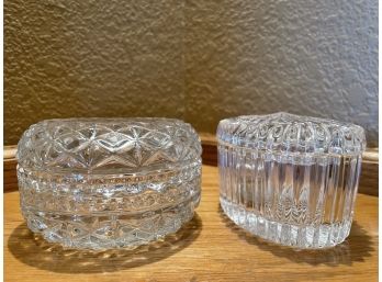 Lot Of 2 Lead Crystal Trinket Boxes