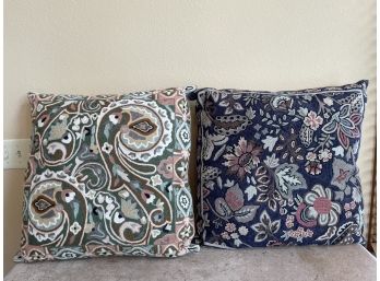 Pair Of Crewel Work Decorative Pillows