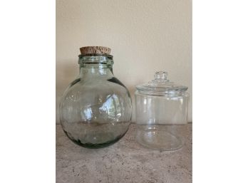 Lot Of 2 Glass Storage Containers