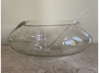 Vintage Mid Century Modern Glass Punch Bowl & Cups