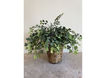 Wicker Basket With Artificial Plant