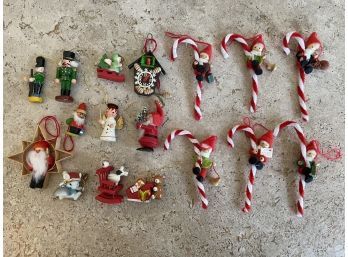 Lot Of Wooden Figure Christmas Ornaments