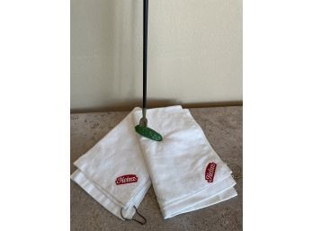 Vintage Heinz 'pickle' Golf Putter & Towels
