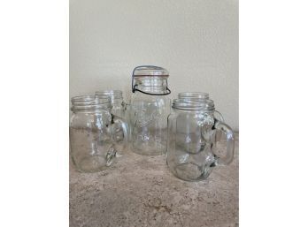Lot Of 'canning Jar' Drink Glasses & Vintage Jar
