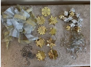 Lot Of Gold & Silver Christmas Tree Ornaments