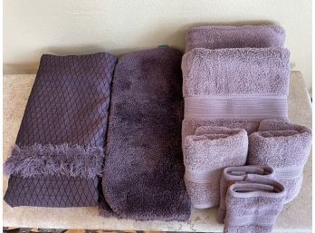 Set Of Lavender Terrycloth Towels & Rug