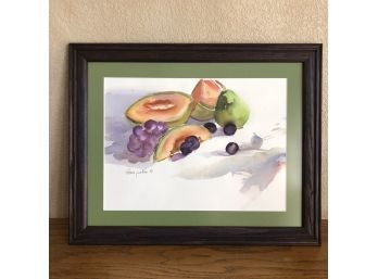 Framed Watercolor Of Fruit