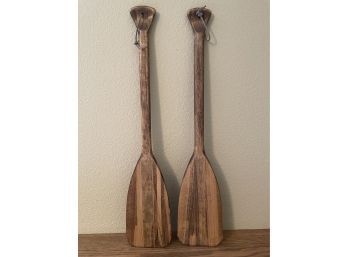 Pair Of Decorative Wooden Paddles