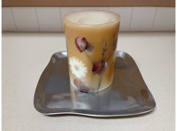Candle With Metal Tray