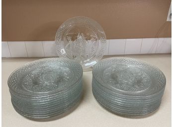 Set Of Pressed Glass Plates