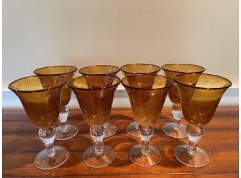 Set Of 8 Amber Water Goblets