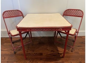 Vintage Child's Folding Card Table & 2 Chairs