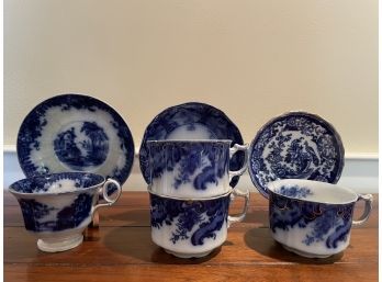 Lot Of Antique Blue Flow China