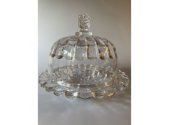 Vintage Glass  Covered Butter Dish