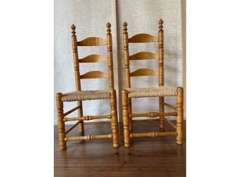 Pr. Of Hand Crafted Miniature Ladder Back Chairs