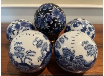 Set Of 5 Decorative Porcelain Orbs