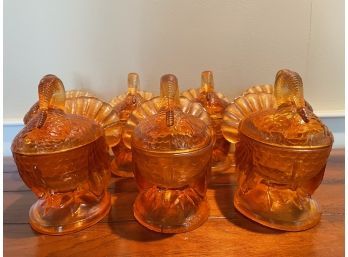 Set Of 7 Vintage Turkey Glass Covered Dishes
