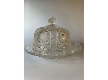 Vintage Covered  Glass Butter/cheese Dish