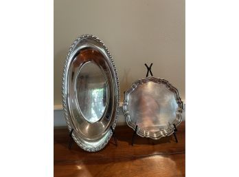 2 Vintage Silver Plate Trays