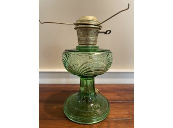 Antique Washington Drape Green Glass Kerosene Lamp