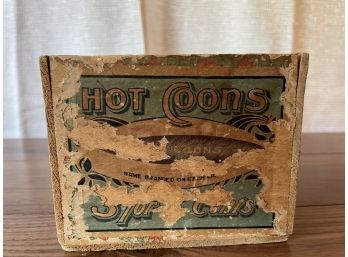 Antique Wooden Hot Coons Cigar Box