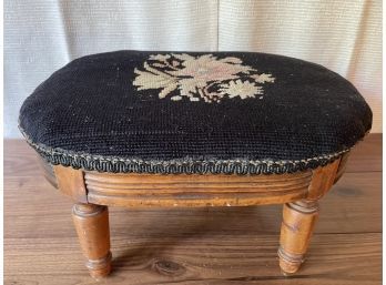 Small Antique Needlepoint Foot Stool