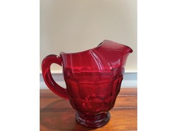 Ruby Red Glass Drink Pitcher