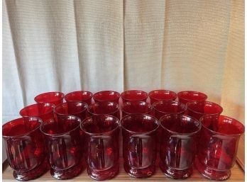 Lo Of Red Glass Hurricane Candle Holders