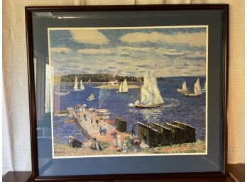 Framed Print Of Sailboats & Dock