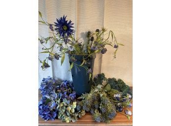 Lot Of Artificial Blue Florals (NO Vase)