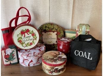 Lot Of Holiday Tins & Gift Bags