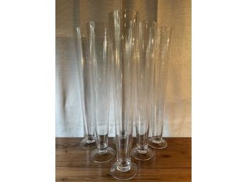 Lot Of 6 Tall Glass Vases
