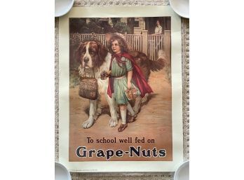 'To School Well Fed On Grape-nuts Poster